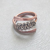 Украшения handmade. Livemaster - original item Copper braided ring with silver wirewrap. Handmade.