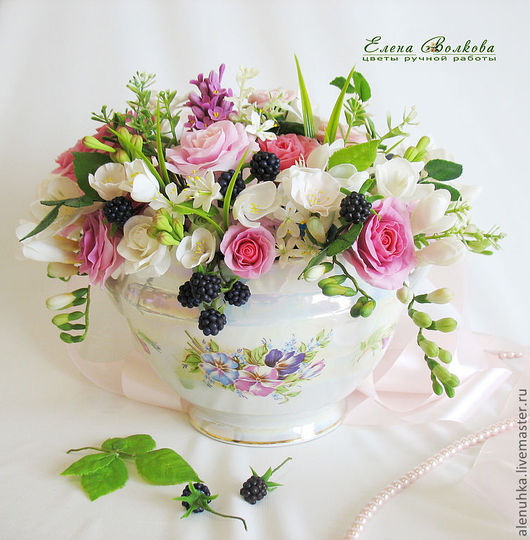 Интерьерные композиции ручной работы. Ярмарка Мастеров - ручная работа. Купить Букет из полимерной глины "Вдохновение цвета".. Handmade. розы