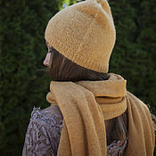Аксессуары handmade. Livemaster - original item Stole and beanie hat. Alpaca and merino.. Handmade.