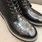 Обувь ручной работы handmade. Livemaster - original item Men`s lace-up shoes, crocodile leather, black. Handmade.