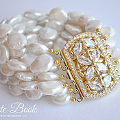 Украшения handmade. Livemaster - original item Multi-row bracelet with Baroque pearls, large lock. Handmade.