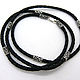 Cord, choker, Gaitan braided leather 3,5 mm thick with decorative beads along the length of the cord of blackened silver gift to a guy, a man, a girl, a woman for the New year, birthday, February ,23,