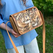 Рюкзак ручной работы из натуральной кожи с ручной росписью