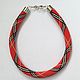 The wiring is beaded in the style of 'Burberry' in the red. Necklace. Natalya | Handmade jewelry  |. My Livemaster. Фото №4