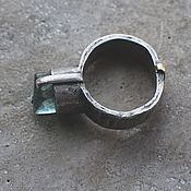 Украшения handmade. Livemaster - original item Beryl ring, silver and brass. Handmade.