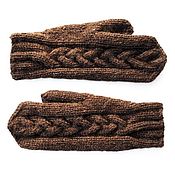 Аксессуары handmade. Livemaster - original item Mittens with pigtail, 100% wool, size 7-8. Handmade.