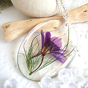 Украшения handmade. Livemaster - original item Transparent Pendant Purple Flower Delphinium Botany Eco Decoration. Handmade.