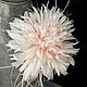 хризантема белая с розовым 18см, Брошь-булавка, Черноголовка,  Фото №1