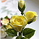 Нежно-лимонные бутоны роз (зажим для волос), Заколки, Обнинск,  Фото №1