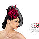 Дизайнерская ассиметричная шляпка для скачек с цветами черная. Шляпы. Анна Андриенко (Головные уборы). Интернет-магазин Ярмарка Мастеров.  Фото №2