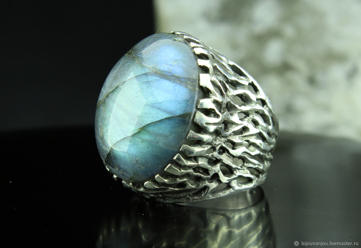 925 Sterling Silver Ring with natural labradorite IV0102, Rings, Yerevan,  Фото №1