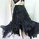 Wraparound skirt boho black "Niigata". Skirts. Юбки бохо (grifelt). Интернет-магазин Ярмарка Мастеров.  Фото №2