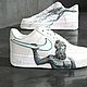 Кроссовки белые Nike Air Force 1 унисекс, кастом, ручная роспись, Зевс, Кроссовки, Волжский,  Фото №1