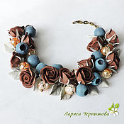Украшения handmade. Livemaster - original item Bracelet with brown roses and blueberries. Handmade.