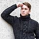 Свитер мужской вязаный НОРТОН графит. Свитеры мужские. Вязаный кэжуал  UNIC Ирина. Ярмарка Мастеров.  Фото №4