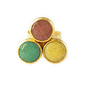 Украшения handmade. Livemaster - original item Ring with multicolored stones, buy a ring of three stones with agate. Handmade.