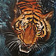 Тигр, картина маслом, 50х100 см (рыжий, коричневый, синий. Картины. Мария Роева  Картины маслом (MyFoxyArt). Ярмарка Мастеров.  Фото №4