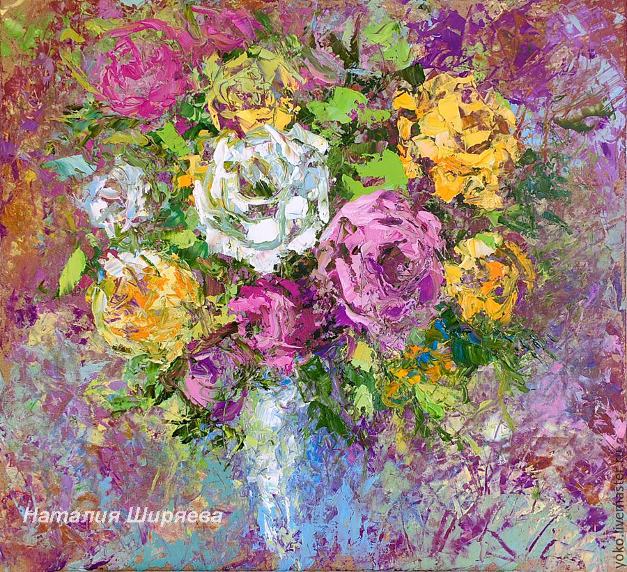 'Bouquet with Yellow Roses' - oil painting with flowers, Pictures, Voronezh,  Фото №1