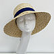 Летняя соломенная шляпка с синей лентой. Шляпы. Анна Андриенко (Головные уборы). Ярмарка Мастеров.  Фото №5