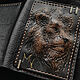  Чёрная кожаная обложка для паспорта Лев, Обложка на паспорт, Новосибирск,  Фото №1
