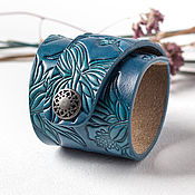 Украшения handmade. Livemaster - original item Blue and turquoise leather bracelet. Handmade.
