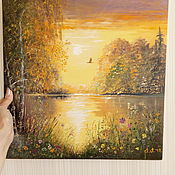 Картины и панно handmade. Livemaster - original item Landscape summer sunset 