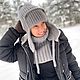 Шапка-ушанка вязаная УМА с подкладкой серый и моренго. Шапка-ушанка. Семейный бренд вязаной одежды БЛИЗКО. Ярмарка Мастеров.  Фото №8