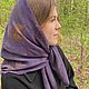 Темно синий шёлковый платок с экопринтом «Ночная песня». Платки. HELEN BRY Авторская женская одежда. Ярмарка Мастеров.  Фото №4