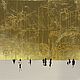 A golden painting with a city and little men. Painting New York on gold. Pictures. Zabaikalie. My Livemaster. Фото №6