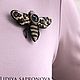 Брошь Пчела Лео. Брошь-булавка. Лидия Сапронова Стильный бисер. Интернет-магазин Ярмарка Мастеров.  Фото №2