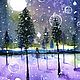 Новогодняя открытка Снежный лес. Открытки и пригласительные. LillasArt. Интернет-магазин Ярмарка Мастеров.  Фото №2