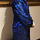 Бархатный Дизайнерский синий вышитый пиджак жакет, Пиджаки, Москва,  Фото №1