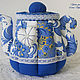 Textile teapot-box Gzhel. Gift, cozy kitchen, small candy dish. Box. Elena Gavrilova. My Livemaster. Фото №4