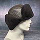 Men's hat with earflaps made of leather with sheepskin. Hat with ear flaps. Lyurom Studio. My Livemaster. Фото №5