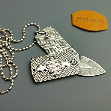  ручной работы. Ярмарка Мастеров - ручная работа Жетон-подвеска нож (art edc knife) Dog Tag Harley Davidson Shokuroff. Handmade.