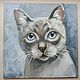 Картина с котиком портрет сиамского кота 20 на 20 см. Картины. Картины от Альбины. Ярмарка Мастеров.  Фото №4