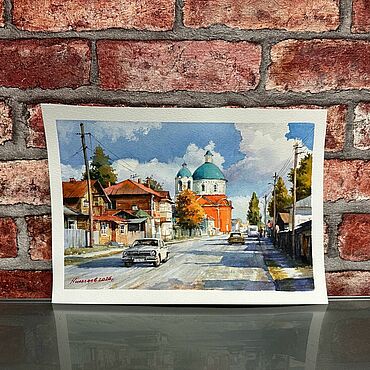 Картины и панно ручной работы. Ярмарка Мастеров - ручная работа Картина "Вид на храм". Николаев Иван. Handmade.