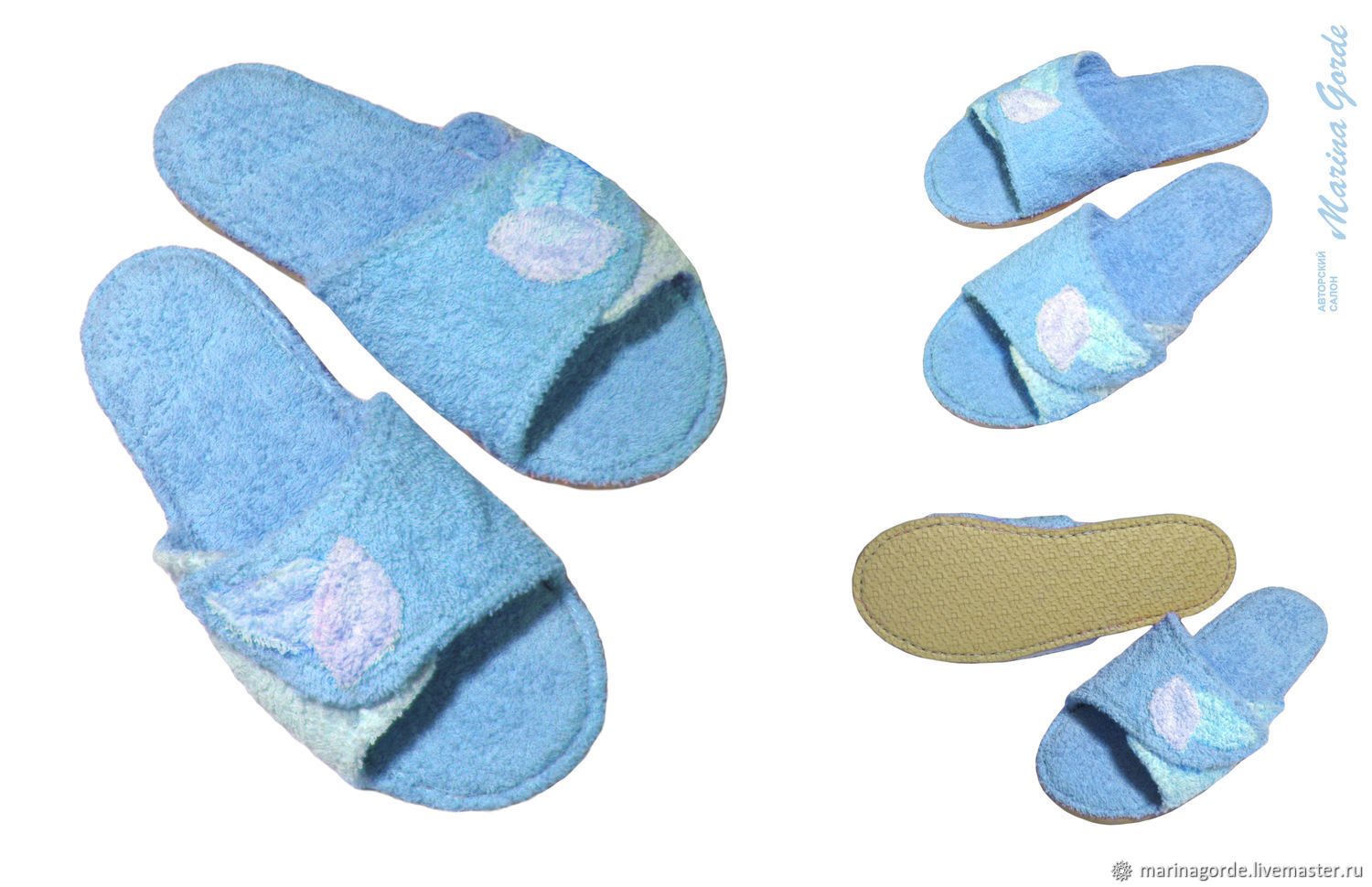 Тапочки для бани открытые с декоративными листочками в интернет ...