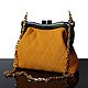 Yellow suede clutch on the clasp quilted, Clasp Bag, Bordeaux,  Фото №1