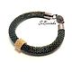 Bead crochet bracelet "Fiona" (black+gold), Braided bracelet, Divnogorsk,  Фото №1