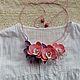  В розовых орхидеях. Колье. Knitted flowers. Ярмарка Мастеров.  Фото №4
