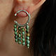 Silver earrings with turquoise - Earrings with turquoise pendants, Tassel earrings, Almaty,  Фото №1