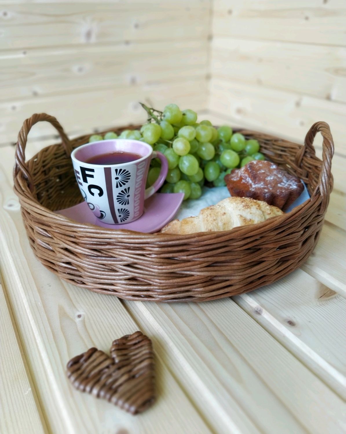 Поднос плетёный круглый с ручками Корзина для кухни в интернет-магазине ...