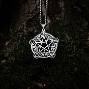Украшения handmade. Livemaster - original item Pentagram of five elements — steel pendant on a chain. Handmade.