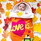 Конверт для новорожденного на выписку и в коляску Love is оранжевый. Конверты на выписку. Babygoldfinch. Ярмарка Мастеров.  Фото №4