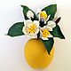 Brooch from leather Blooming twig of Apple tree with Apple, Brooches, Moscow,  Фото №1