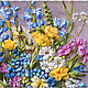 The picture is embroidered with ribbons 'FLOWERS IN a BLUE VASE'. Pictures. Gallery NS. Online shopping on My Livemaster.  Фото №2