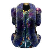 Одежда handmade. Livemaster - original item Vest made of denim with blue Fox fur. Handmade.