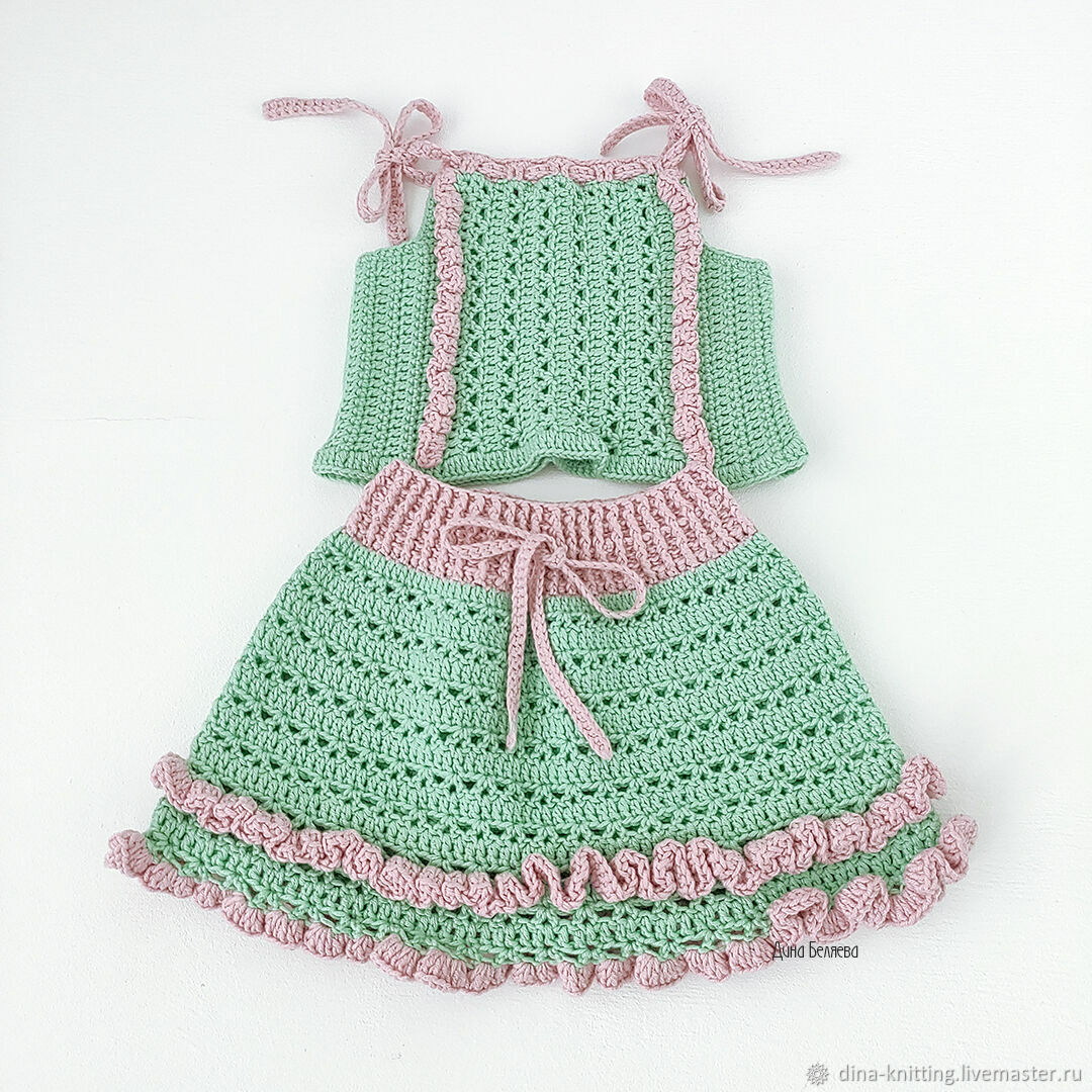 Sets of clothes for kids: skirt and top 3-4 months mint pink, Baby Clothing Sets, Cheboksary,  Фото №1