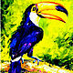 Картина Тукан маслом птица на ветке джунгли, Картины, Павловский Посад,  Фото №1